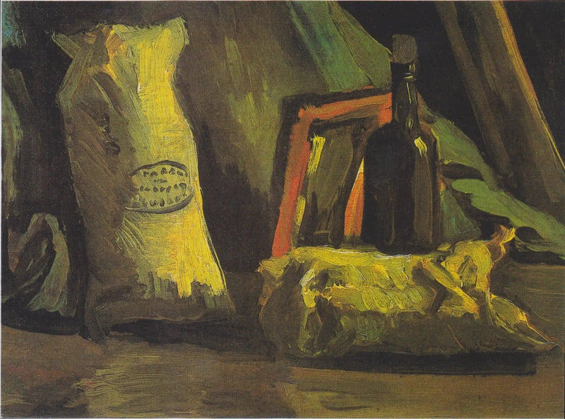 Natureza morta com dois sacos e uma garrafa - Vincent van Gogh