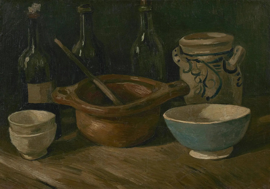 Natureza morta com faiança e garrafas - Vincent van Gogh