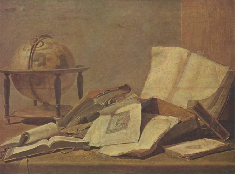 Natureza morta com livros e globo - David Teniers o Jovem