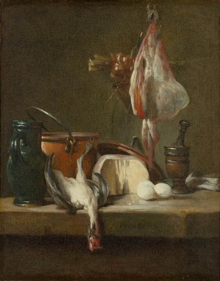 Natureza morta com arraia e cesta de cebolas - Jean Simeón Chardin