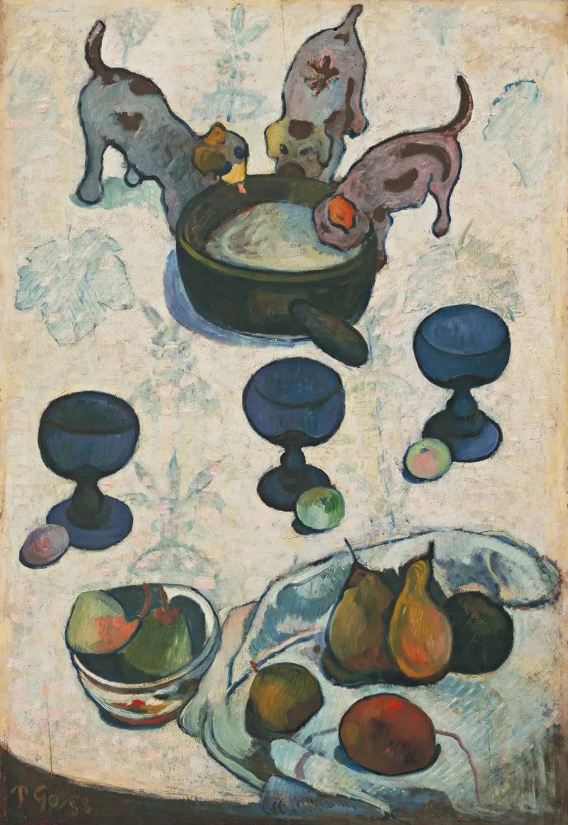 Natureza morta com três cachorrinhos - Paul Gauguin