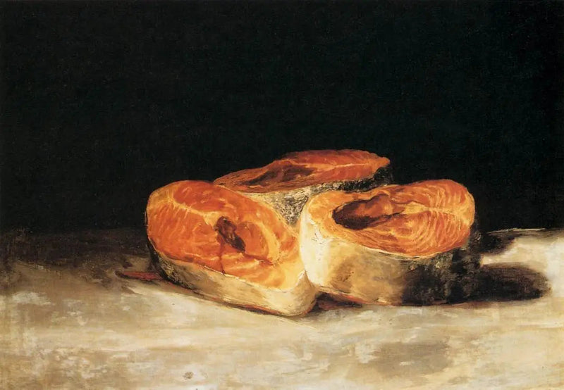 Natureza morta com três fatias de salmão - Francisco de Goya