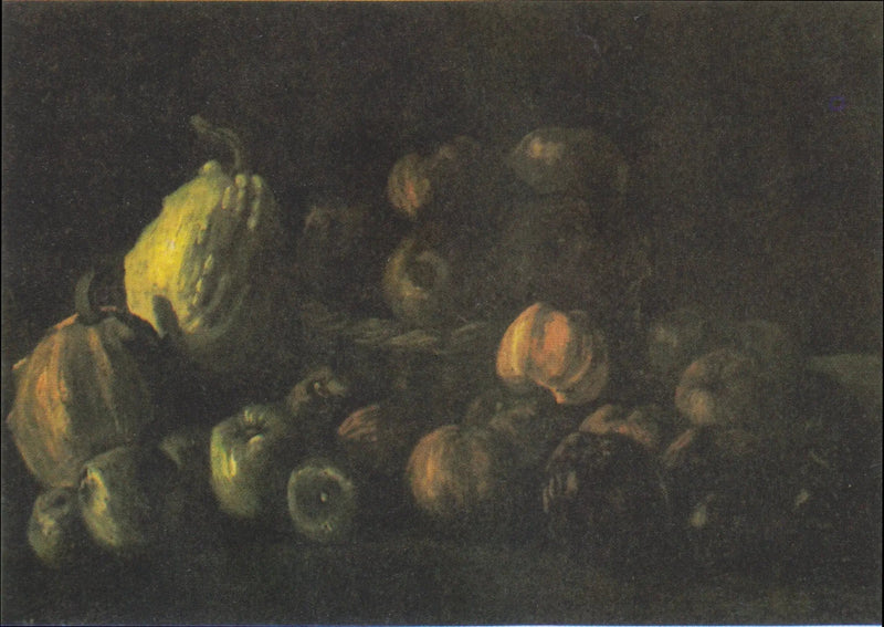 Natureza morta com uma cesta de maçãs e duas abóboras - Vincent van Gogh