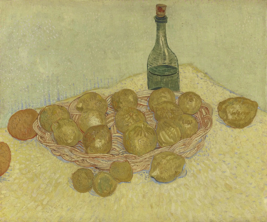 Natureza morta: garrafa, limões e laranjas - Vincent van Gogh