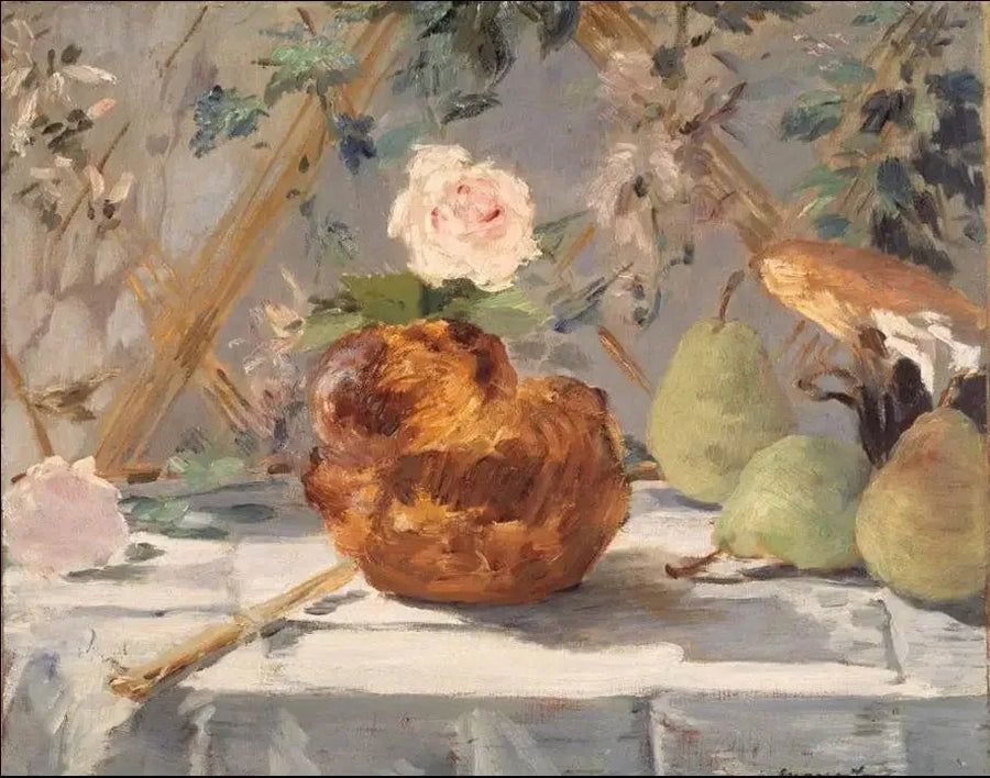 Natureza morta, brioche, flores, peras - Édouard Manet