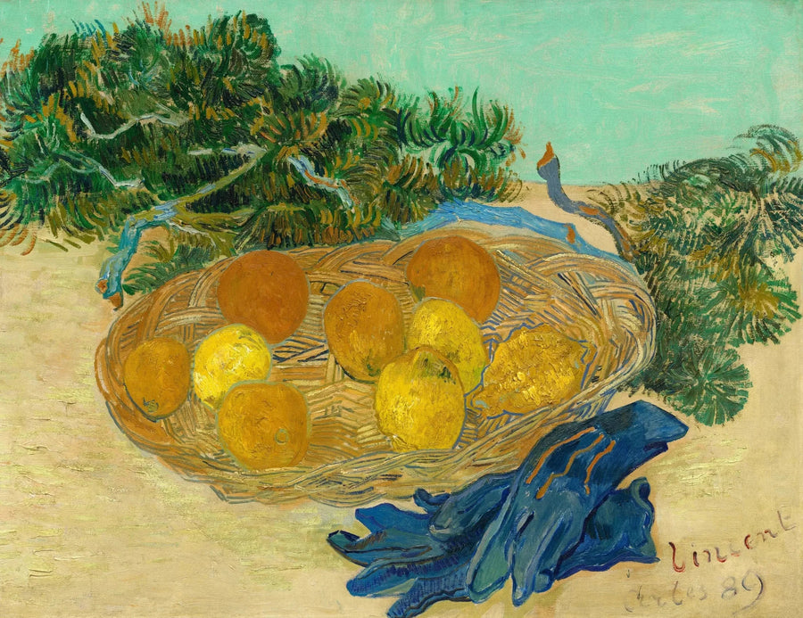 Natureza morta de laranjas e limões com luvas azuis - Vincent van Gogh