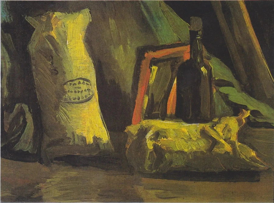 Natureza morta com dois sacos e uma garrafa - Vincent van Gogh
