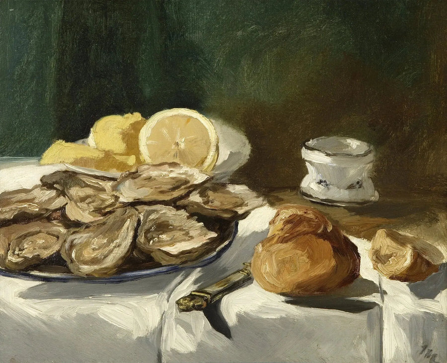 Natureza morta, ostras, limão, brioche - Édouard Manet