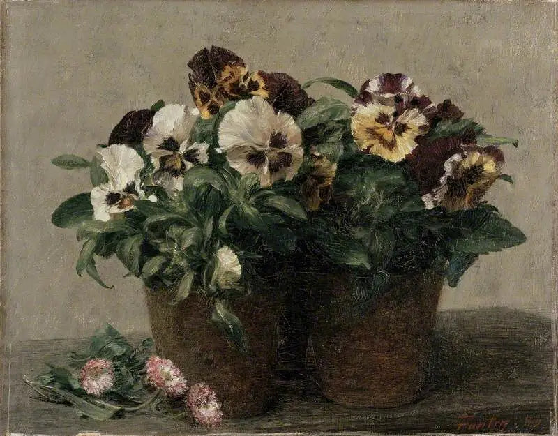 Natureza morta: pensamentos e margaridas - Henri Fantin-Latour