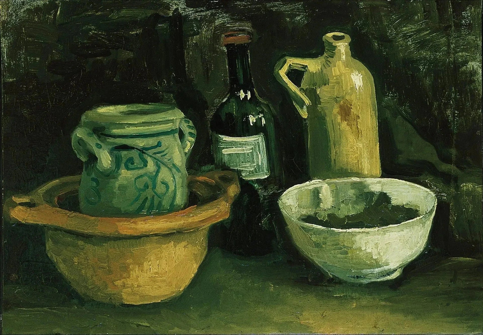 Nature morte aux poteries et deux bouteilles F57 — Vincent van Gogh
