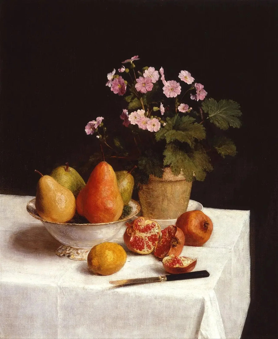 Natureza morta (primaveras, peras e romãs) - Henri Fantin-Latour