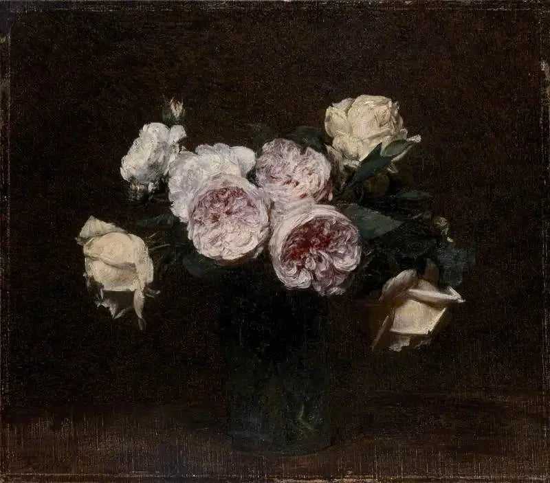 Natureza morta: rosas rosas, brancas e amarelas - Henri Fantin-Latour