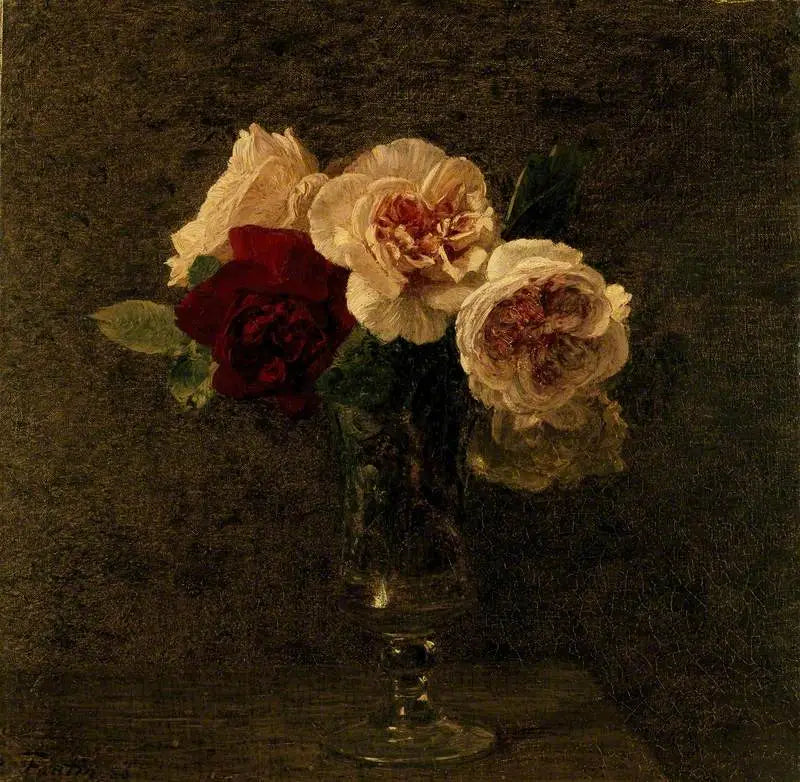Natureza morta: rosas rosas e vermelhas - Henri Fantin-Latour