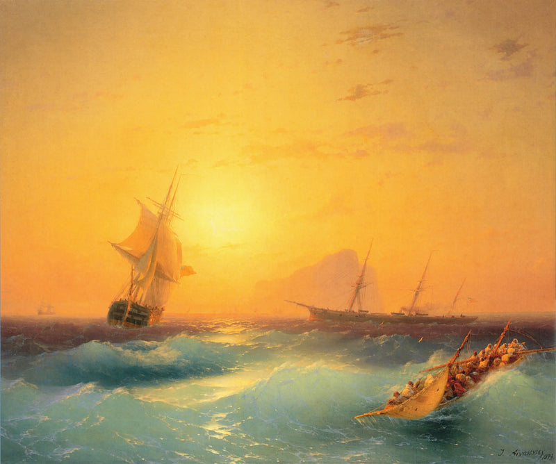 Navegação americana ao largo do rochedo de Gibraltar - Ivan Aïvazovski