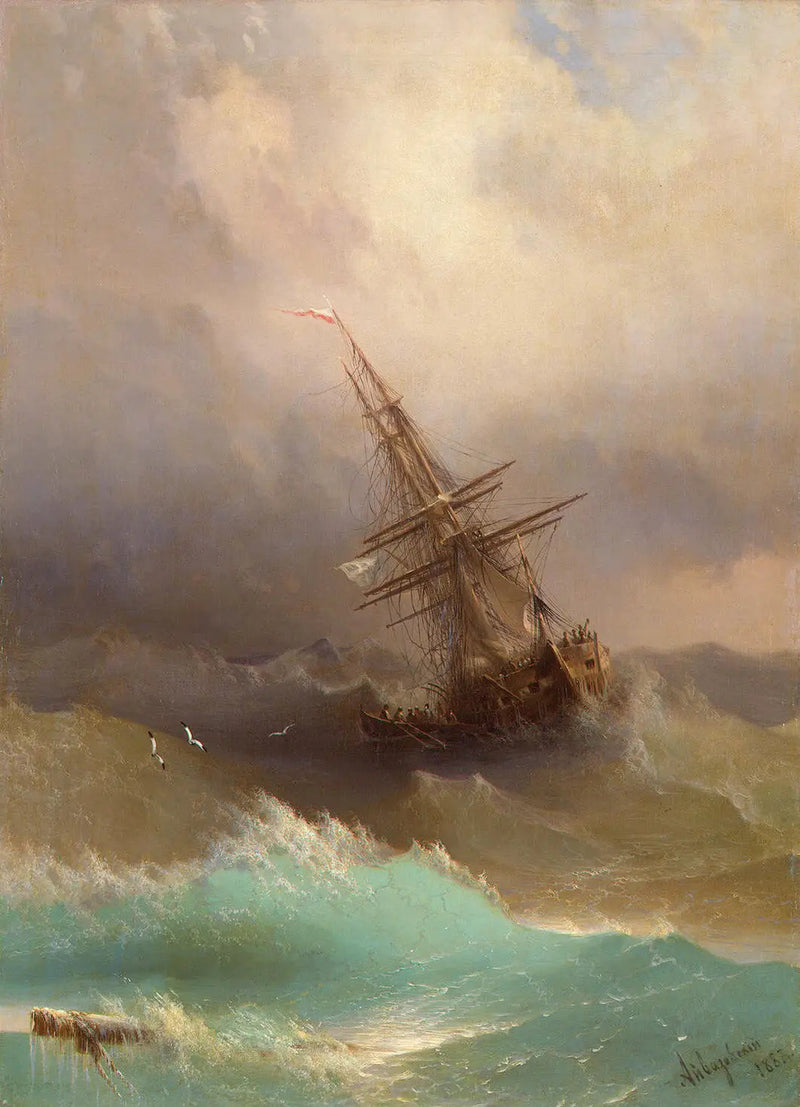 Navio no meio do mar agitado - Ivan Aivazovsky