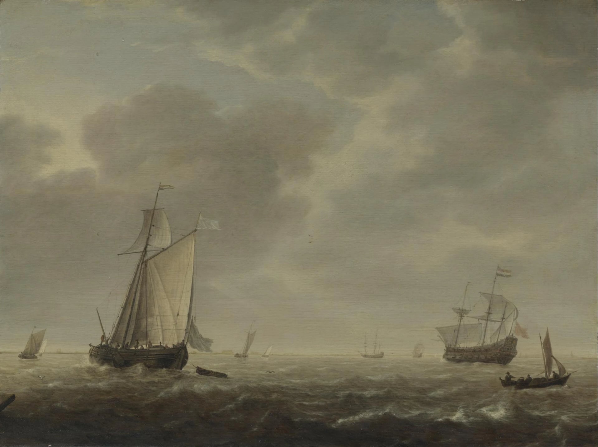 Un navire de guerre hollandais et divers navires en un clin d'œil - Simon de Vlieger