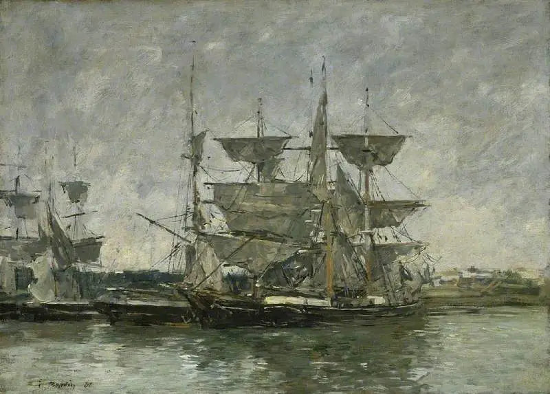 Navios no cais, Deauville - Eugène Boudin