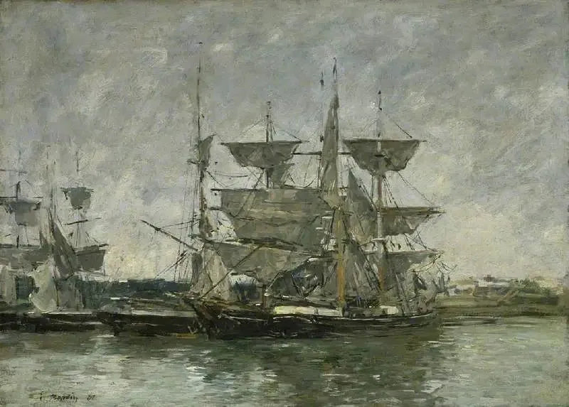 Navios no cais, Deauville - Eugène Boudin