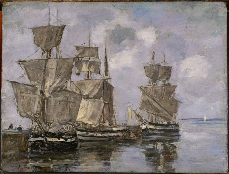 Navios no Porto de Honfleur - Eugène Boudin