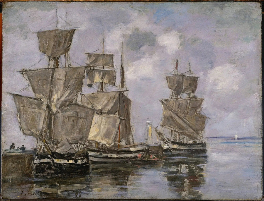 Navios no Porto de Honfleur - Eugène Boudin
