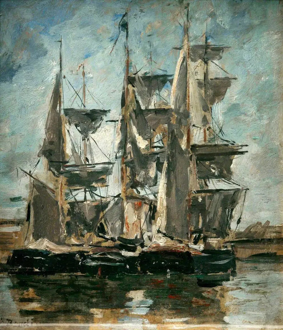 Navios em um porto - Eugène Boudin