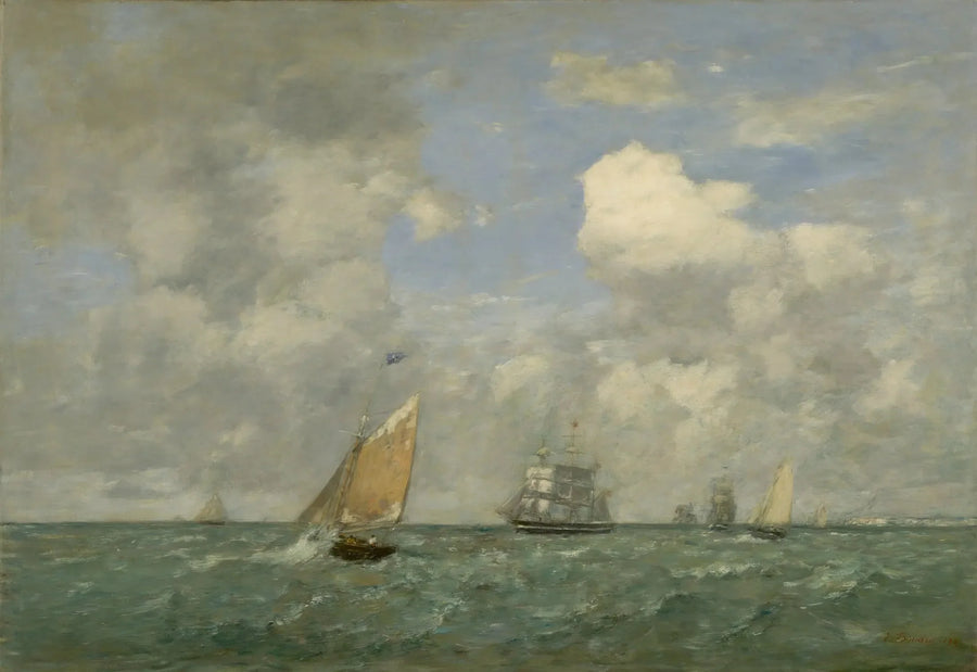 Navios e veleiros saindo de Havre - Eugène Boudin