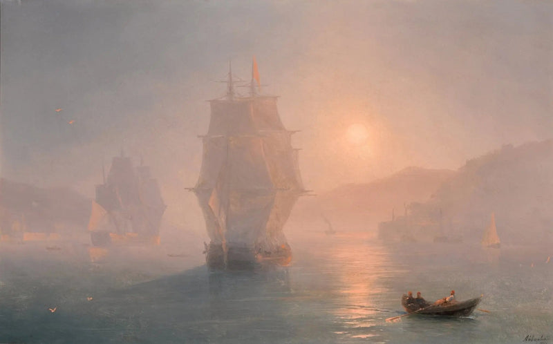 Navios em uma manhã nebulosa - Ivan Aïvazovski