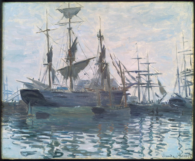 Navios em um porto W259 - Claude Monet