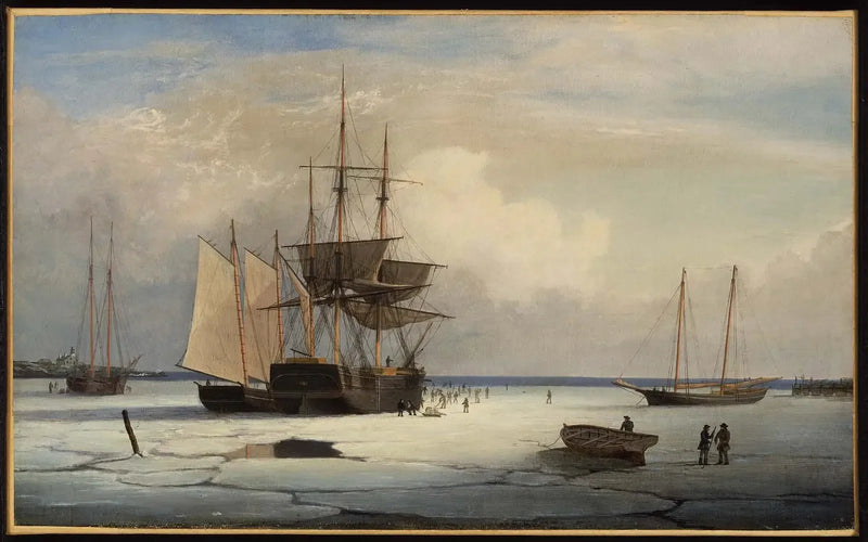 Navios presos no gelo ao largo da ilha Ten Pound, Gloucester - Fitz Henry Lane