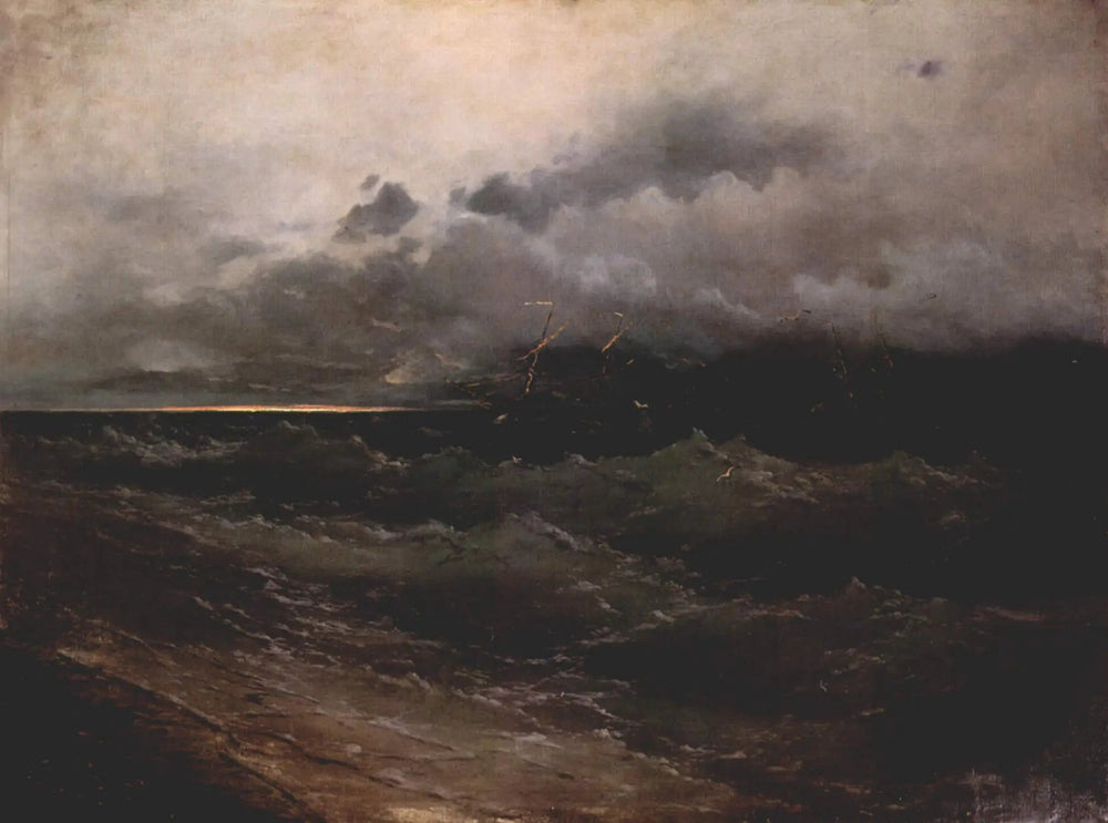 Navires sur une mer agitée lever de soleil - Ivan Aïvazovski - Alpha Reproduction