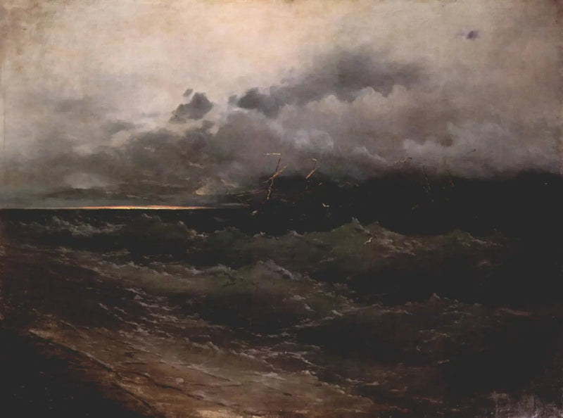 Navios em um mar agitado, nascer do sol - Ivan Aïvazovski