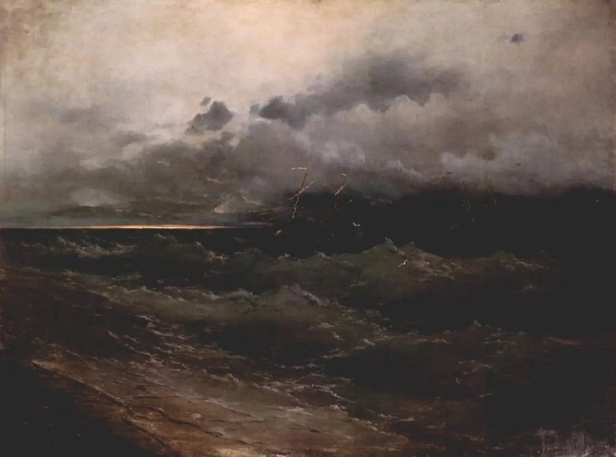 Navios em um mar agitado, nascer do sol - Ivan Aïvazovski