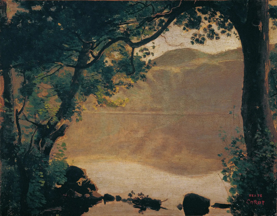 Nemi, o lago visto através das árvores - Jean-Baptiste Camille Corot