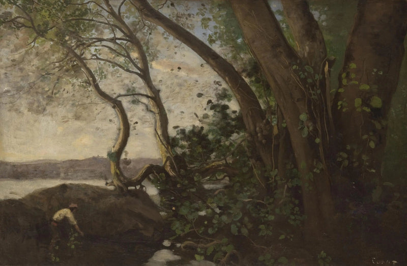 Nemi, às margens do lago - Jean-Baptiste Camille Corot