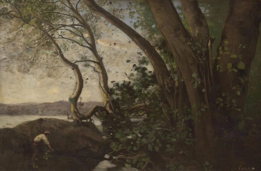 Nemi, às margens do lago - Jean-Baptiste Camille Corot