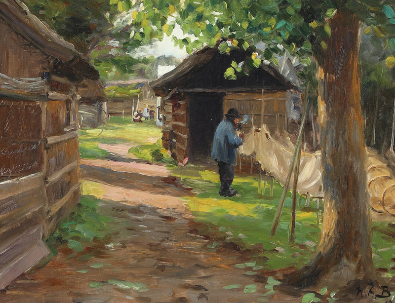 Limpeza das armadilhas de peixes. - H. A. Brendekilde