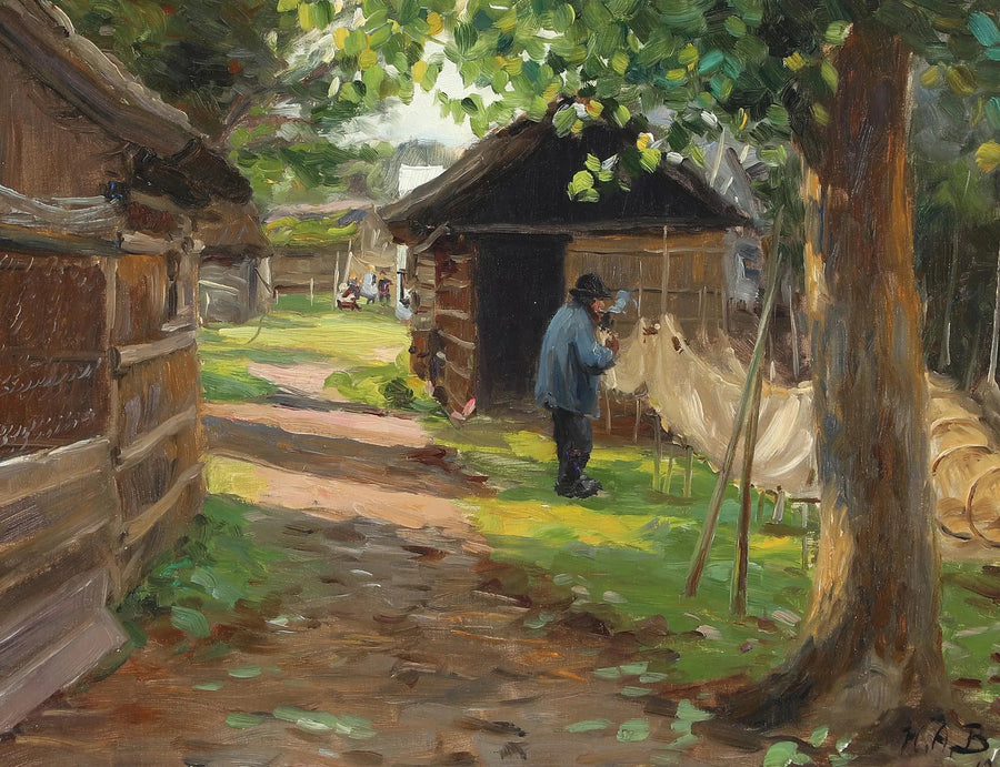 Limpeza das armadilhas de peixes. - H. A. Brendekilde