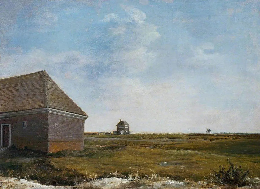 Newmarket Heath, com uma casa em reforma - George Stubbs
