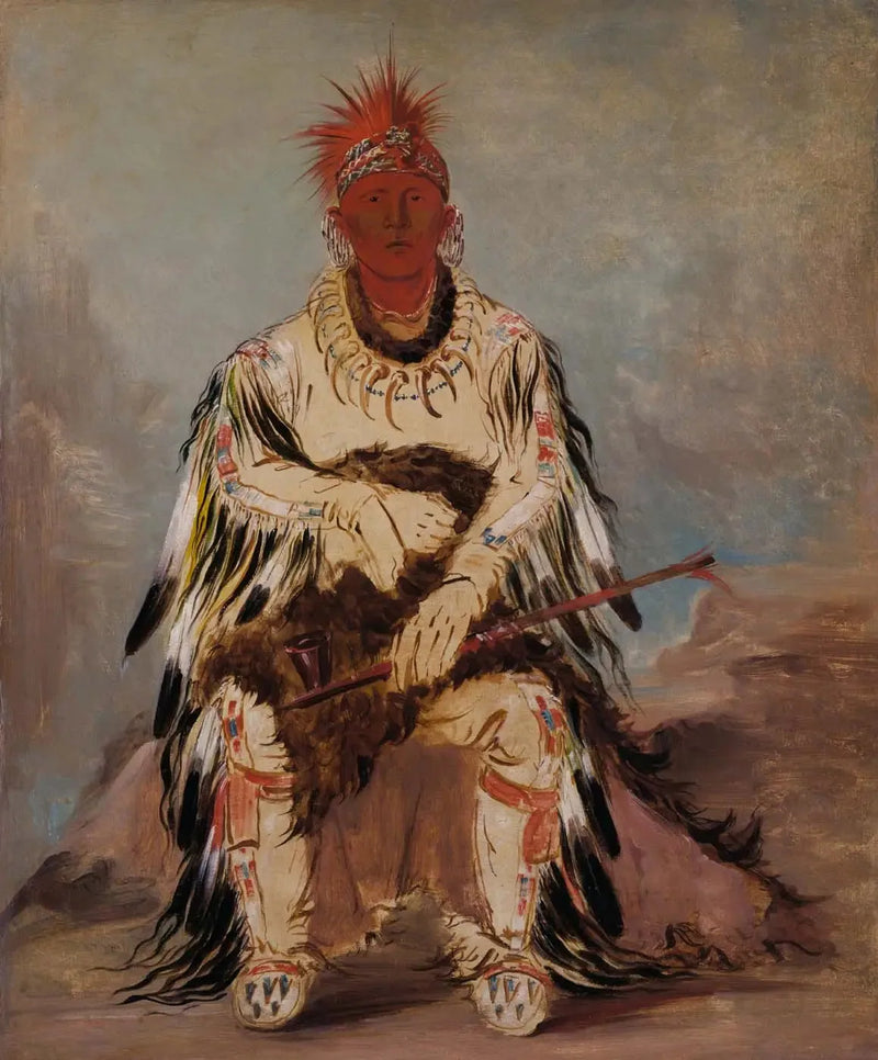 No-wáy-ke-súg-gah, Aquele que ataca duas vezes, um valente - George Catlin