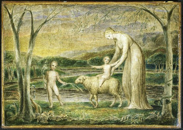 Notre-Dame com o Menino Jesus sobre um cordeiro - William Blake