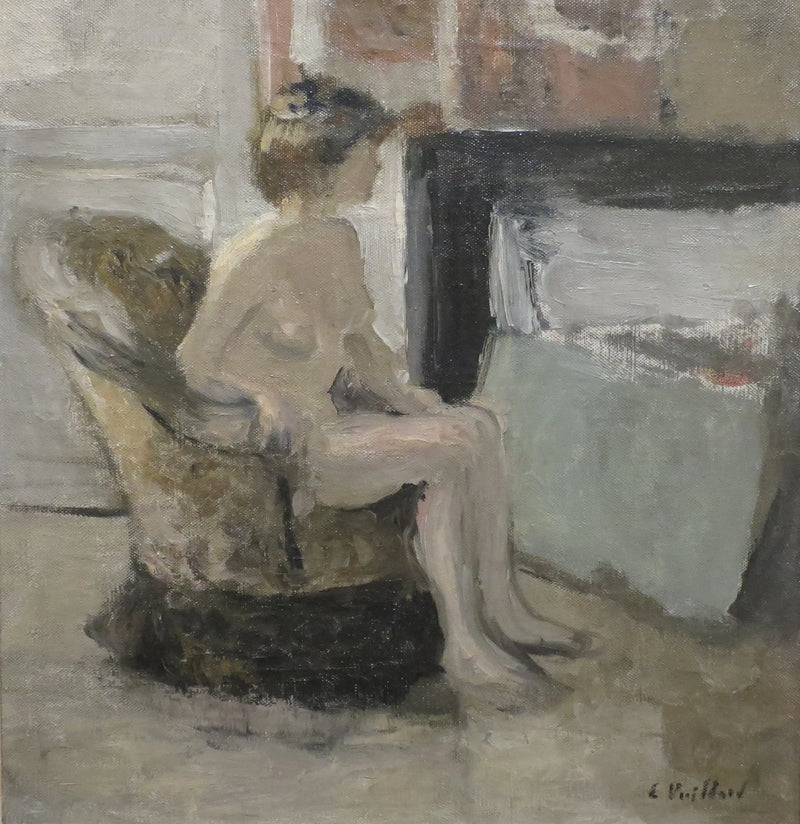 Nu sentado diante de uma lareira - Édouard Vuillard
