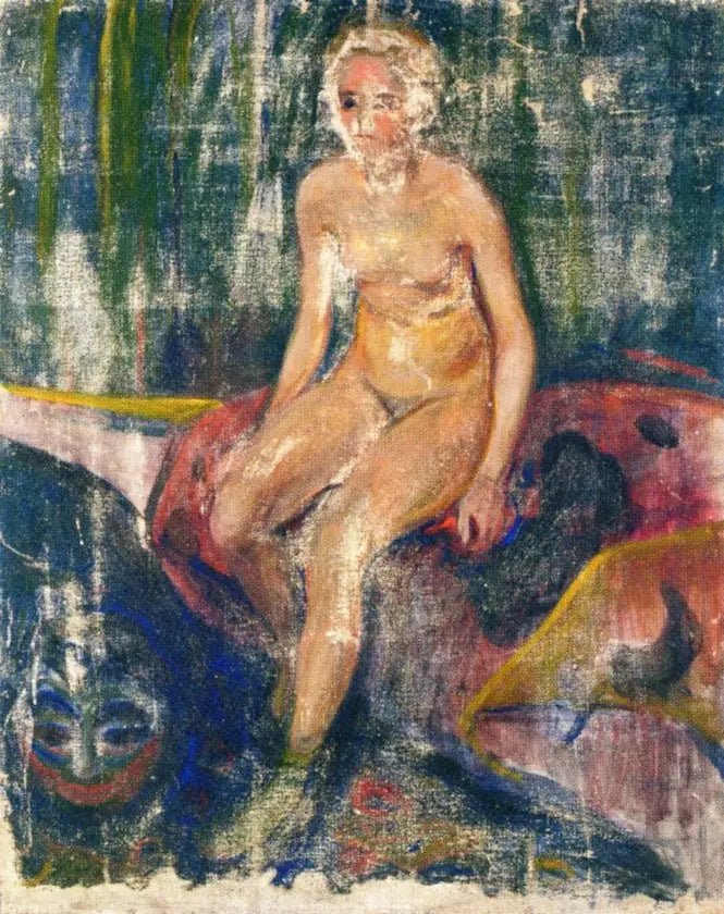 Nu sentado e Máscara grotesca - Edvard Munch