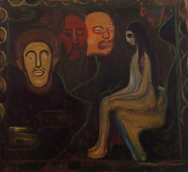 Nu sentado e Três Cabeças masculinas - Edvard Munch