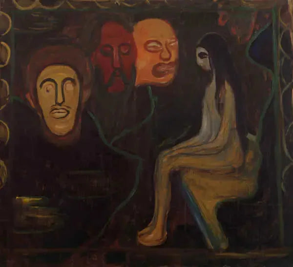 Nu sentado e Três Cabeças masculinas - Edvard Munch