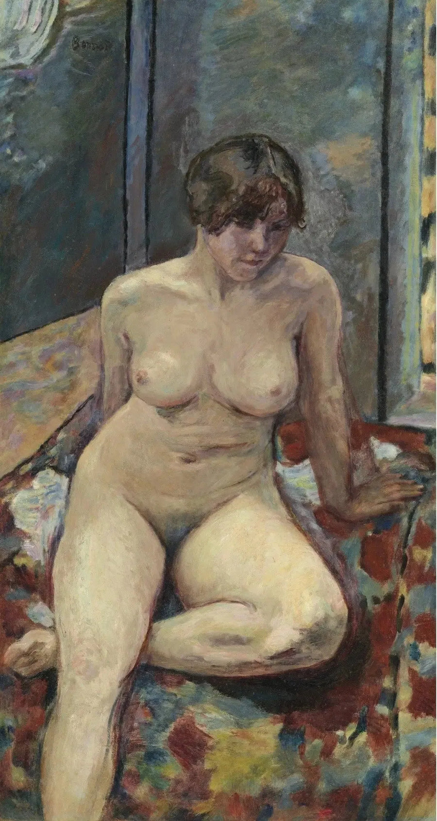 Nu sentado, perna dobrada - Pierre Bonnard