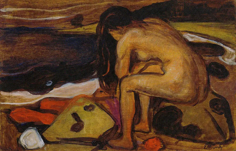 Nu sentado na praia - Edvard Munch