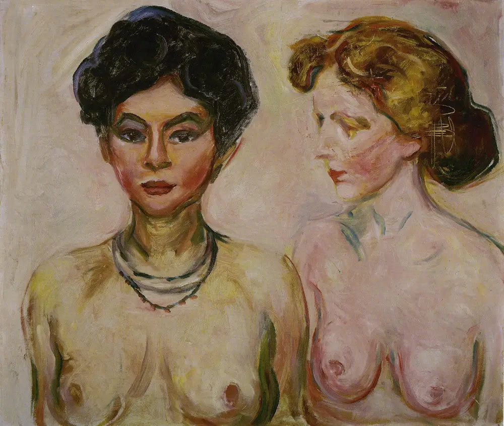 Reproduction du tableau « Nu blond et brun - Edvard Munch » par Alpha Reproduction en peinture à l’huile