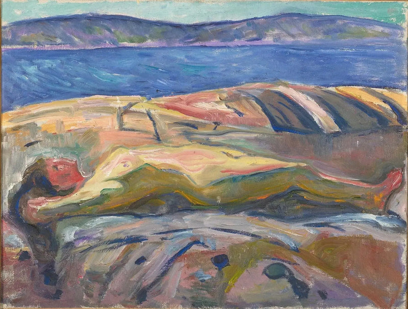 Nu deitado sobre as rochas - Edvard Munch