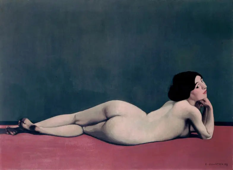 Nu deitado sobre um tapete vermelho - Félix Vallotton