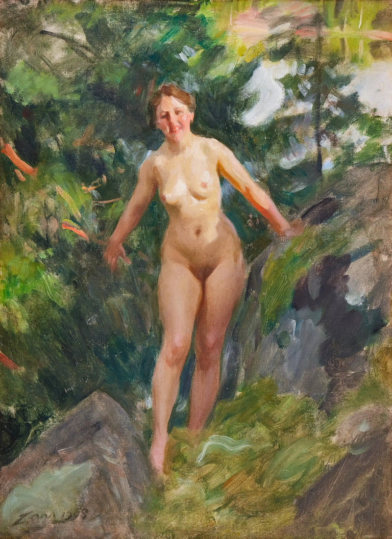 Nu em uma floresta rochosa - Anders Zorn